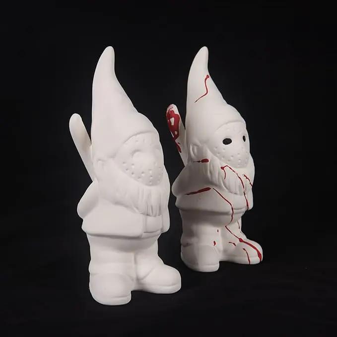 Garden Gnome Ceramics to Paint Garden Gnome Horror Halloween Gothic Indoor Home Decor Gifts Ready to Paint Ceramic