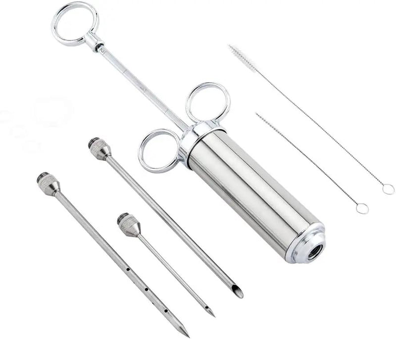 Restaurantware Met Lux Meat Injector Kit Professional Food Injector Syringe Kit - 2 Ounce Syringe 3 Needles Stainless Steel Meat Injector Set 2 Cleaning Brushes For Marinating And Seasoning by GreenHaven Gardens