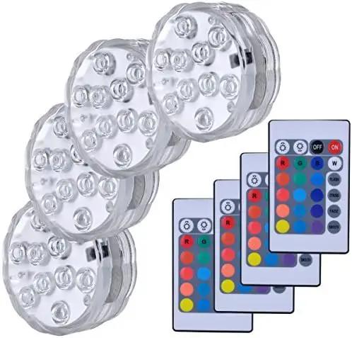 Submersible Led Lights, Submersible Waterproof RGB Change Remote Controlled Submersible Led Lights for Pond Pool Fountain Aquarium Vase Hot Tub Bathtub Fish Tank Party Halloween (4 Pack) by GreenHaven Gardens