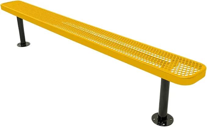 Heavy-Duty Outdoor Bench Thermoplastic Coated, Expanded Metal, Commercial-Grade Seating, Made in America (Surface Without Back, 8 Ft, Textured Yellow) by GreenHaven Gardens