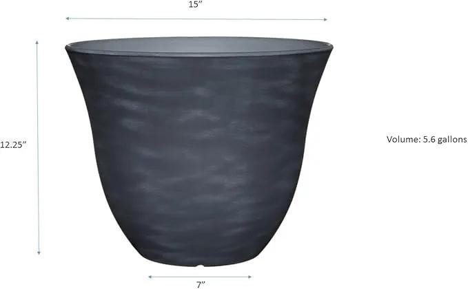 Classic Home and Garden Honeysuckle Resin Flower Pot Planter, Zinc Grey, 15" by GreenHaven Gardens
