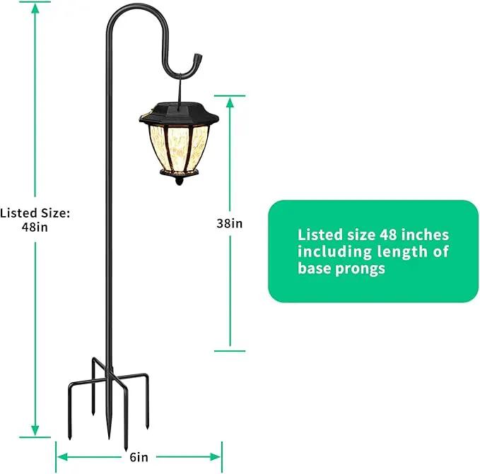 5-Prong Shepherd Hooks for Outdoor 2 Pack Heavy Duty Iron Garden Hooks for Hanging Plants, Bird Feeders, Lanterns, Solar Lights, and Wedding Decor – Rust-Resistant, Adjustable, Easy to Install 48 Inch by GreenHaven Gardens