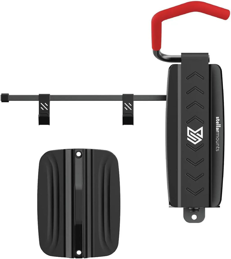 STELLARMOUNTS Bike Wall Mount - Wheel Hook Bracket - Industrial Class Bikcycle Rack Holds Up to 77 lbs - Secure Bike Storage Can be Mounted on Indoor/Outdoor Walls, Black/Red by GreenHaven Gardens