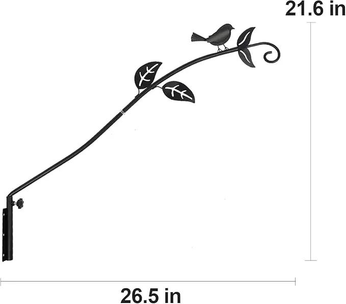 MorTime Extended Reach Wall Mounted Deck Hook, 26.5 Inches Multidirectional Heavy Duty Metal Bird Wall Bracket Wall Mounted Pole for Outdoor Lanterns Wind Chimes Bird Feeders by GreenHaven Gardens