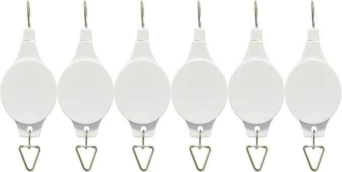 Pack Plant Hook Pulley, Retractable Plant Hanger Easy Reach Hanging Flower Basket for Garden Baskets Pots and Birds Feeder Hang High up and Pull Down to Water Or Feed (White 6Pack) by GreenHaven Gardens