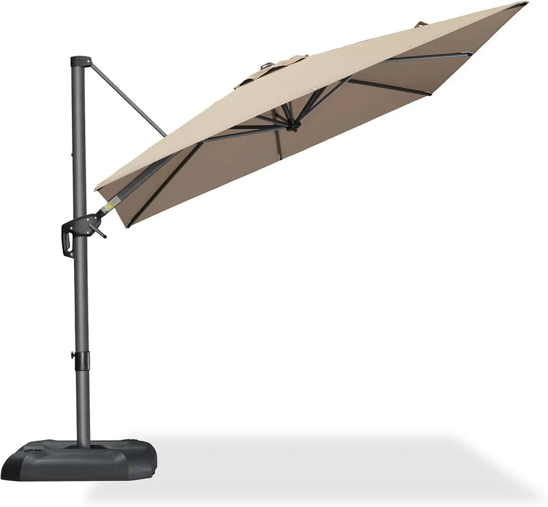 PURPLE LEAF 8 Feet Patio Umbrella Outdoor Cantilever Square Umbrella Aluminum Offset Umbrella with 360-degree Rotation for Garden Deck Pool Patio Taupe by GreenHaven Gardens