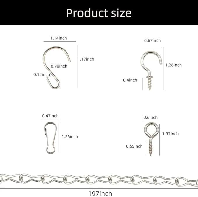 197 Inch DIY Silver Hanging Basket Chains, Adjustable Length, Decorative Metal Chain with Hooks for Hanging Bird Feeders, Planters, Ornaments by GreenHaven Gardens