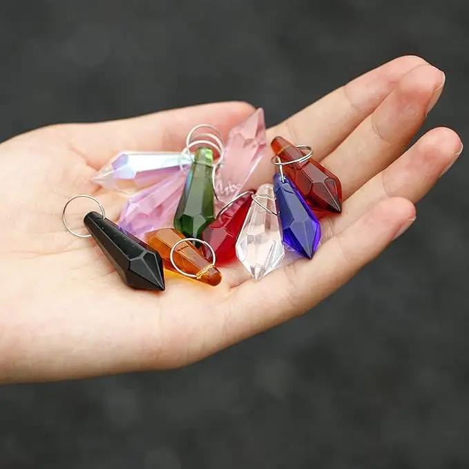HDCRYSTALGIFTS 50pcs 38mm Crystal Icicle Pendant Chandelier Prisms Drops Lamp Candle Holders Curtain DIY Parts(Multi-Color) by GreenHaven Gardens