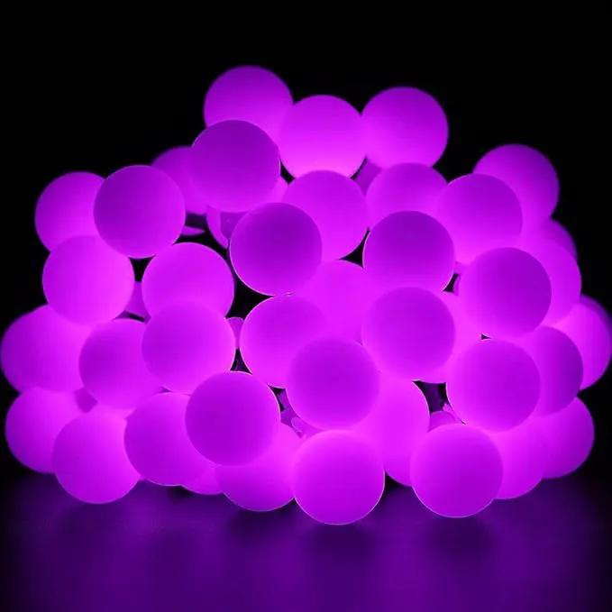 Globe Ball Fairy Lights, 50 LEDs 23ft/7M Solar Led Globe String Lights Waterproof with Two Lighting Modes for Garden Outdoor Party Christmas Decoration (Purple) by GreenHaven Gardens
