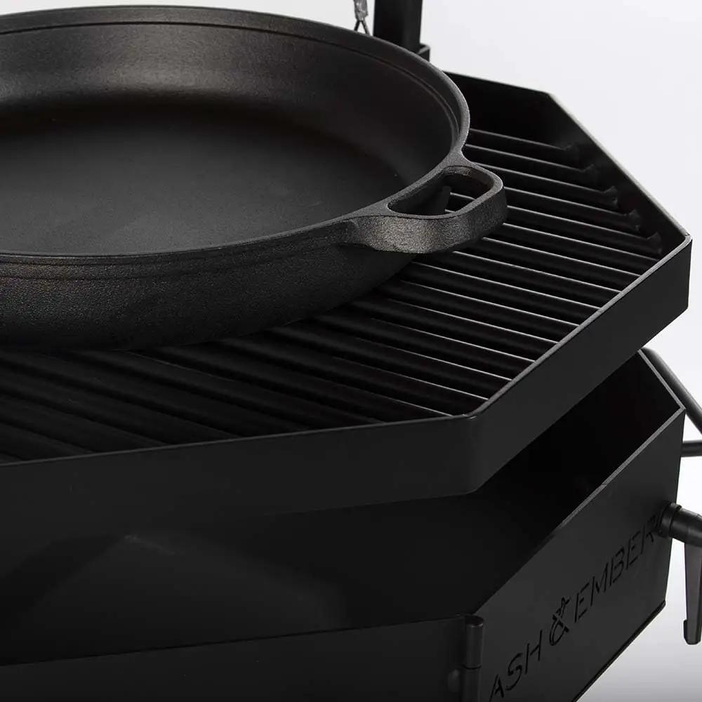 TITAN GREAT OUTDOORS Ash & Ember Santa Maria Grill, Argentine Style Open Fire Grill, Adjustable Cooking Grate with Flywheel, BBQ Grill Comes with Cast Iron Skillet by GreenHaven Gardens