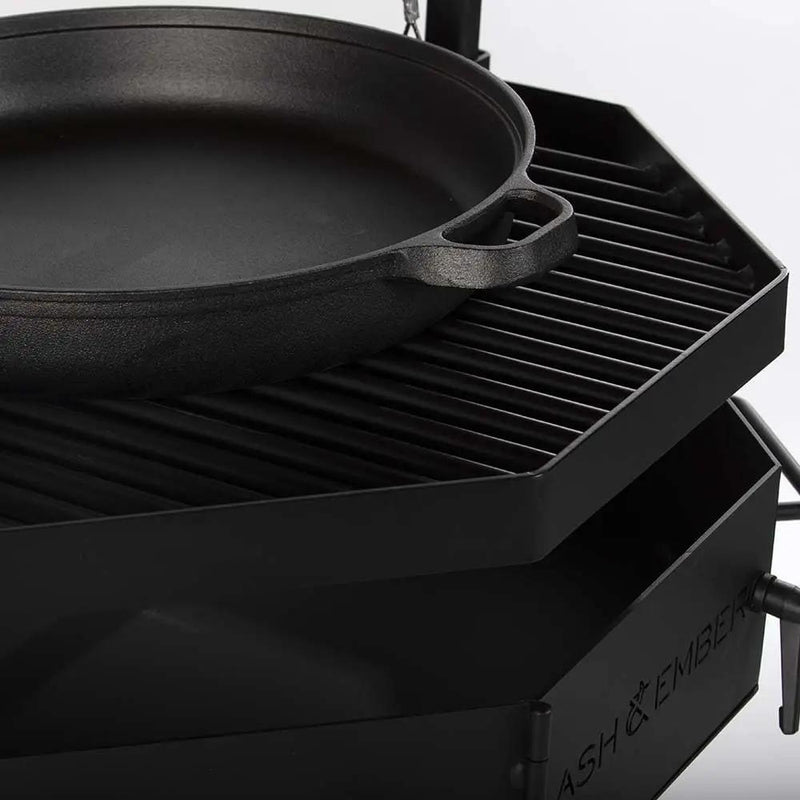 TITAN GREAT OUTDOORS Ash & Ember Santa Maria Grill, Argentine Style Open Fire Grill, Adjustable Cooking Grate with Flywheel, BBQ Grill Comes with Cast Iron Skillet by GreenHaven Gardens
