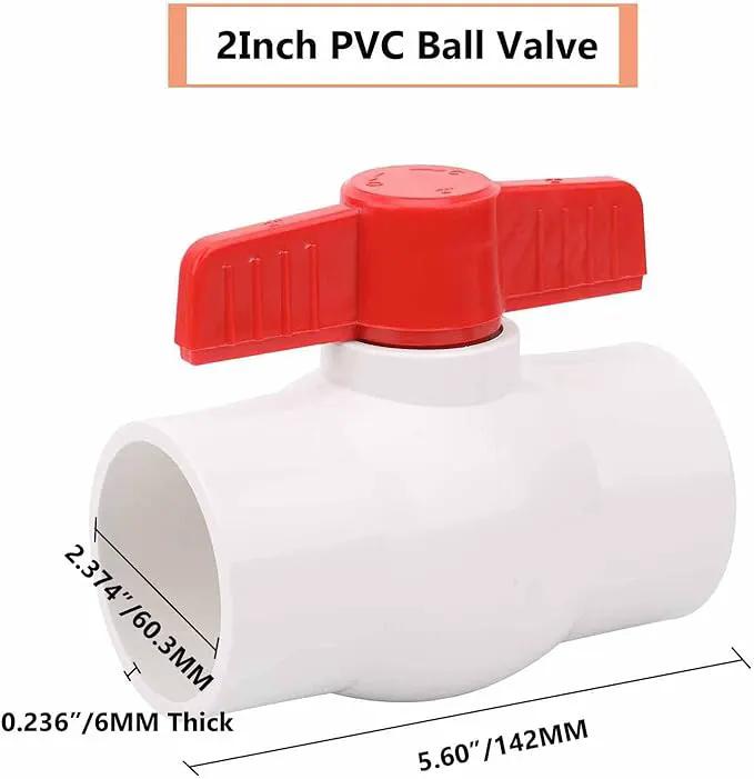 2" PVC Ball Valve Water Pipe Shut-off Valve Socket with Red T-Handle for Cold Water Supply lines, Irrigation Pipe fitting System(Socket x Socket), Schedule 40 by GreenHaven Gardens