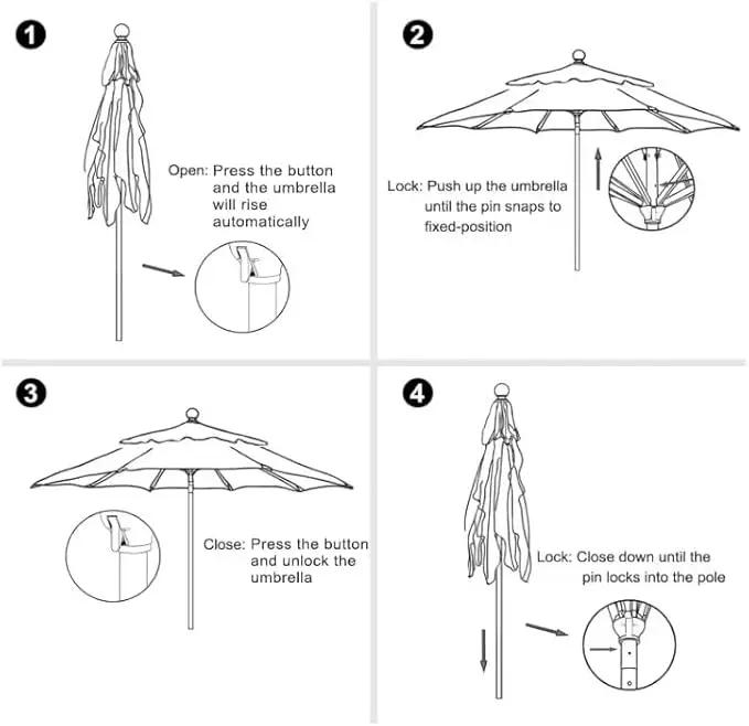 EliteShade USA 10-Year-Non-Fading 11Ft Market Umbrella Patio Outdoor Cylinder Auto Push-up Table Umbrella with Ventilation, Heather Beige by GreenHaven Gardens