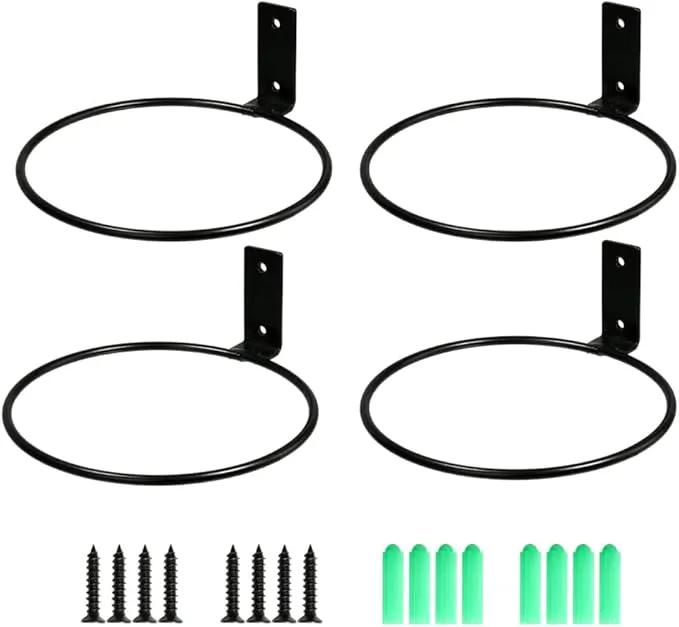 4 Pack 6in Flower Pot Holder Ring Wall Mounted Metal Planter Hooks Hangers Wall Bracket Wall Planter Hook (4, 6") by GreenHaven Gardens