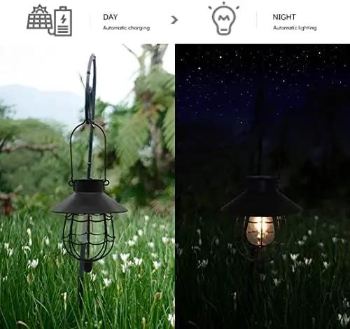 YAKii 2 Pack Solar Lantern Hanging Waterproof Outdoor Metal Solar Lamp with Warm White Light Decorate for Yard Garden Pathway Patio Porch Decor (Black) by GreenHaven Gardens