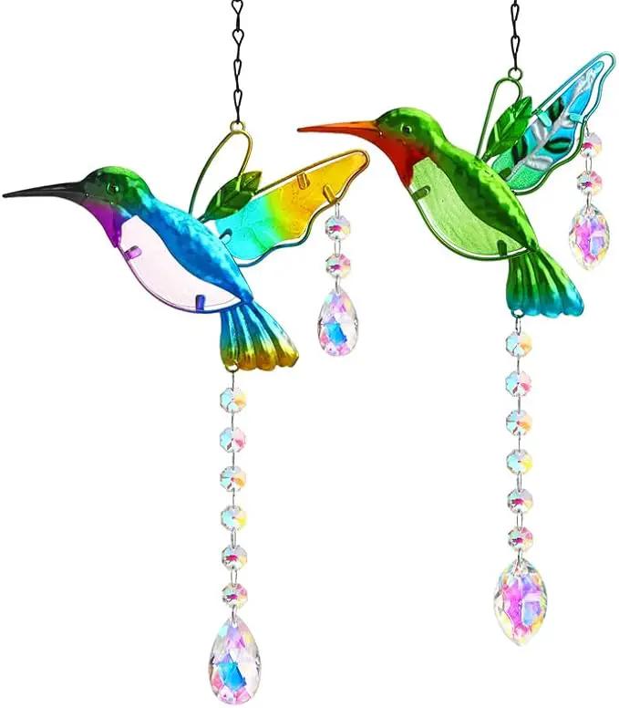 YU FENG 2PCS Hummingbird Suncatchers,Stained Glass Window Hanging Ornament,Rainbow Maker Crystal Prism Suncatcher Outdoor Indoor Home Garden Party Decoration by GreenHaven Gardens