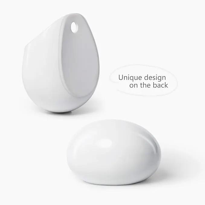 Dahey Wall Planters with Fake String of Pearls Plant Artificial Succulent Small Modern Ceramic Mounted Planter Round Hanging Wall Vase Display Holder for Indoor Garden Office Decor, Set of 2 by GreenHaven Gardens
