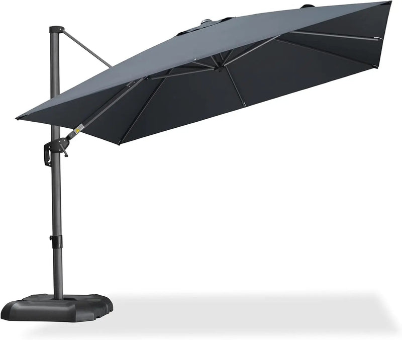 PURPLE LEAF 10 Feet Patio Umbrella Outdoor Cantilever Square Umbrella Aluminum Offset Umbrella with 360-degree Rotation for Garden Deck Pool Patio, Grey by GreenHaven Gardens