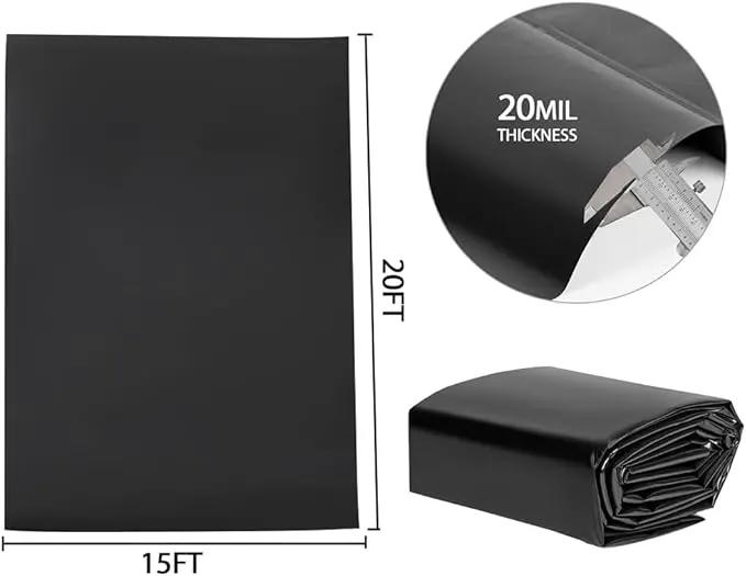 Pond Liners 15 x 20 Feet, Easy Cutting LDPE Pond Liner 20 Mil, High Preformed Koi Pond Liner for Ponds, Streams, Fountains and Garden Waterfall by GreenHaven Gardens