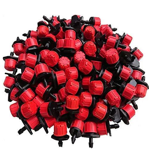 100 pcs 1/4 Inch Adjustable Drip Irrigation Parts, Irrigation Drippers Sprinklers for Drip Irrigation System by GreenHaven Gardens