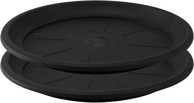 13" Heavy Duty Tray/Saucer (2 Pack) Country Look, Pot/Planter Base for Indoor/Outdoor Decor Use. Long Lasting, Reusable Light Weight (13 inches, Black) by GreenHaven Gardens