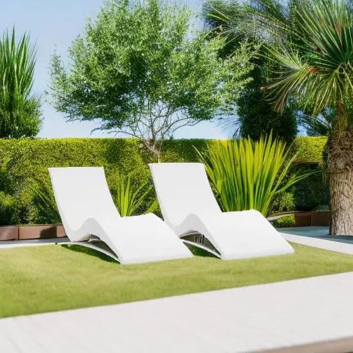 Aqua Outdoors Pool Chaise Lounge Chairs for Ledge & Shelf, Water-Weighted Pool Lounger for Depths Up to 9”, No Screw Plugs & Tools Needed, Classic White Ledge Lounger, Set of 2 by GreenHaven Gardens