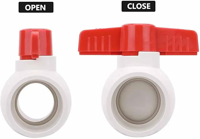 2Pcs 1-1/2" PVC Ball Valve Water Pipe Shut-off Valve Socket with Red T-Handle for Cold Water Supply lines, Irrigation Pipe fitting System(Socket x Socket), Schedule 40 by GreenHaven Gardens