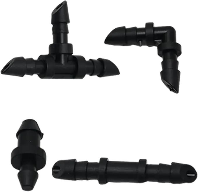 UOIENRT 110 PCS Irrigation Fittings, 1/4" Tubing with 50pcs Couplings, 20pcs Elbows, 30pcs Tees and 10pcs End Plugs for Drip or Sprinkler Systems by GreenHaven Gardens