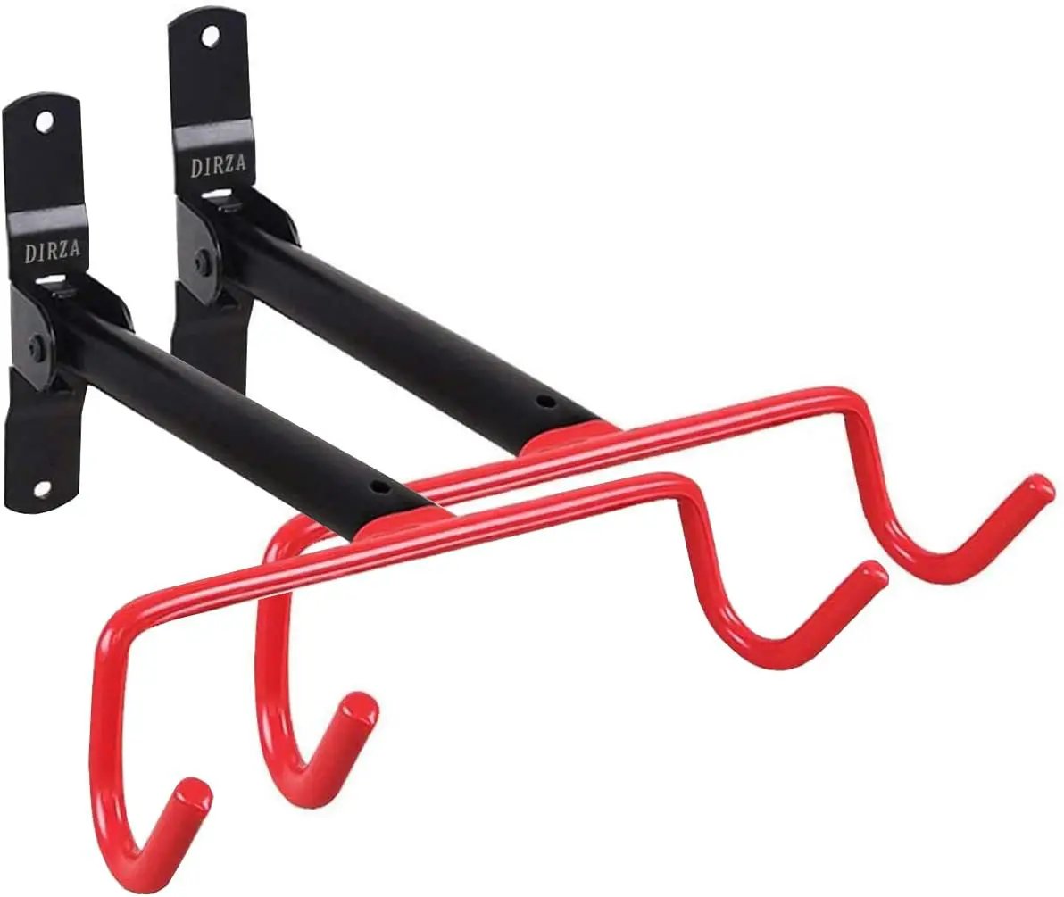 Dirza Bike Wall Mount Bike Hanger 2 Pack Foldable Bicycle Storage Horizontal Bike Rack Bike Hook for Garage Indoor Shed with Screws by GreenHaven Gardens