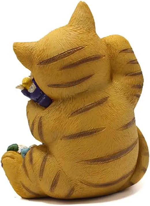 Garden Cat Decor Statue Figure Cat Eating Gnomes Statues for Outdoor Cat Gifts for Mom Patio Lawn Yard Decor (Fat cat) by GreenHaven Gardens