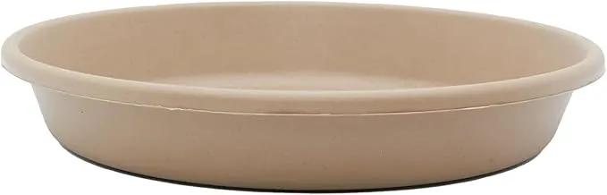 The HC Companies 10 Inch Round Plastic Classic Plant Saucer - Indoor Outdoor Plant Trays for Pots - 10.75"x10.75"x1.75" Sandstone by GreenHaven Gardens
