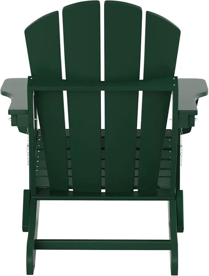 WO Home Furniture Adirondack Chairs Table Set of 3 PCS Outdoor Folding Chairs Coffee Table Weather/UV Resistant for Lawn, Garden, Bon Fire, Balcony (Dark Green) by GreenHaven Gardens