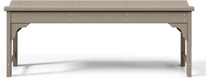 WestinTrends Malibu Outdoor Bench, All Weather Resistant Poly Lumber Backless Patio Garden Bench, Adirondack Curved Bench Seat for Comfort, Weatherwood by GreenHaven Gardens