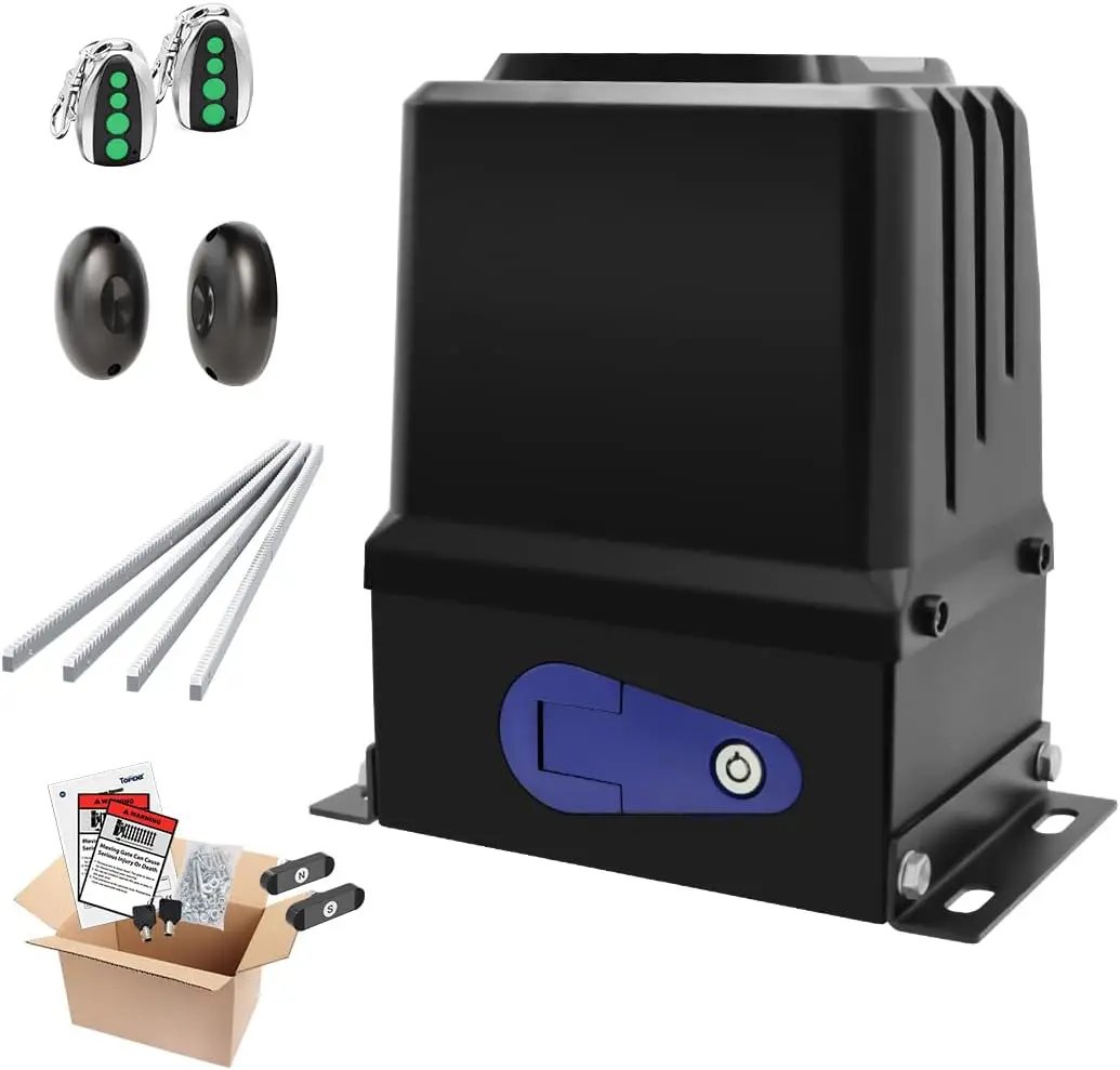 TOPENS RK2500T Automatic Sliding Gate Opener Rack Drive Electric Gate Motor for Heavy Driveway Slide Gates Up to 5700 Pounds Security Gate Operator AC Powered with Gear Rack and Remote Control by GreenHaven Gardens