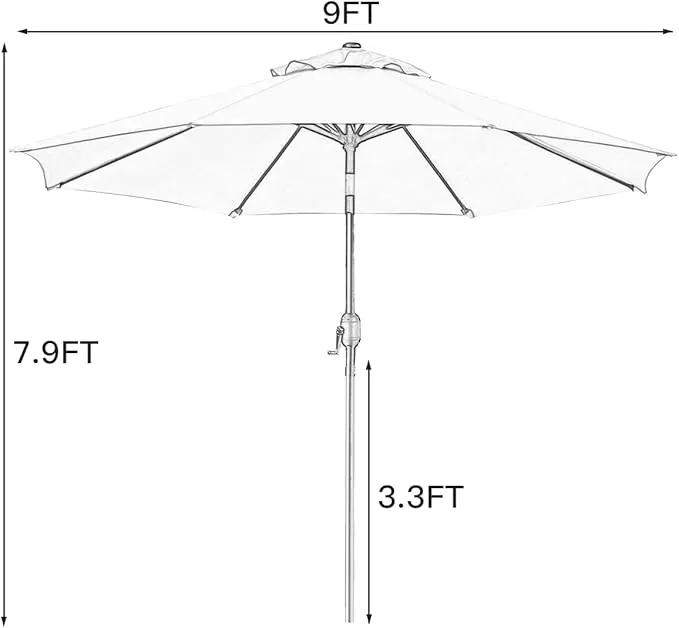 Sunnyglade 9' Patio Umbrella Outdoor Table Umbrella with 8 Sturdy Ribs by GreenHaven Gardens