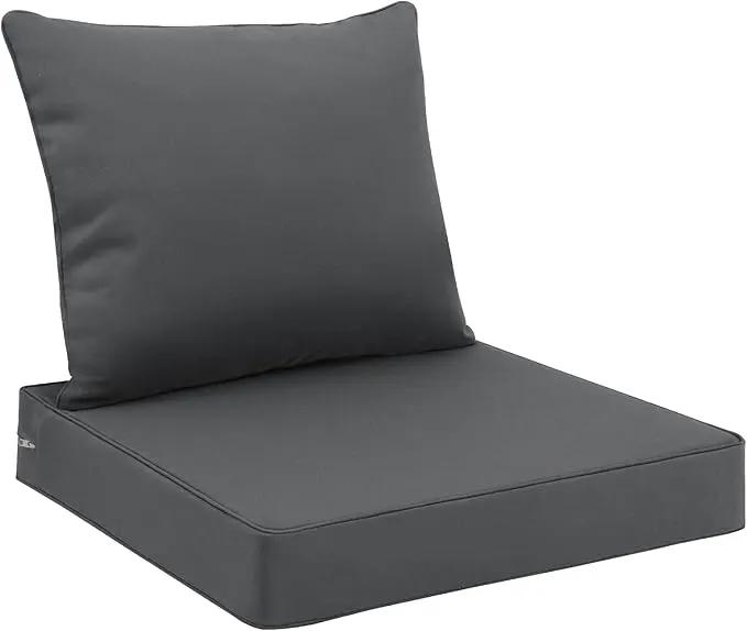 Favoyard Outdoor Seat Cushion Set 24 x 24 Inch Waterproof & Fade Resistant Patio Furniture Cushions with Removable Cover Deep Seat & Back Cushion with Handle and Adjustable Straps for Chair Sofa Couch by GreenHaven Gardens