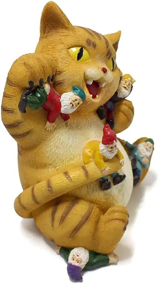 Garden Cat Decor Statue Figure Cat Eating Gnomes Statues for Outdoor Cat Gifts for Mom Patio Lawn Yard Decor (Fat cat) by GreenHaven Gardens