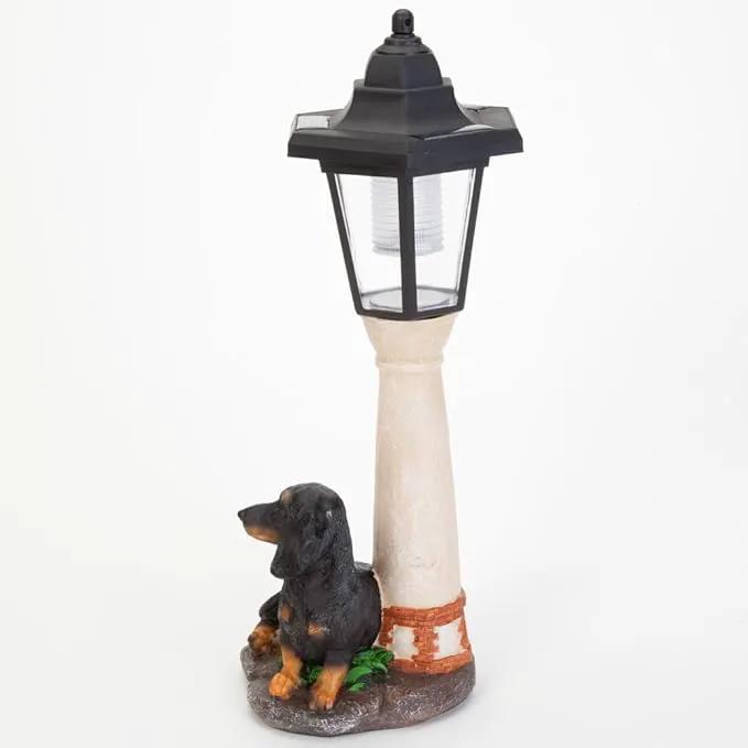 Bits and Pieces - Solar Dog Lantern-Solar Powered Garden Lantern - Resin Dog Sculpture with LED Light (Dachshund) by GreenHaven Gardens