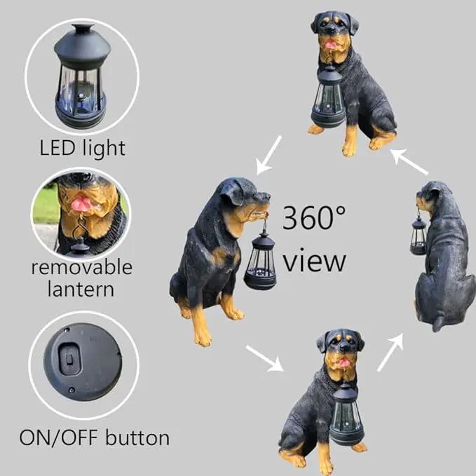 Garden Statues Dog Solar Hanging Light, Courtyard Resin Simulated Handicraft Dog Statue Ornament, Garden Yard Entrance Decoration. by GreenHaven Gardens