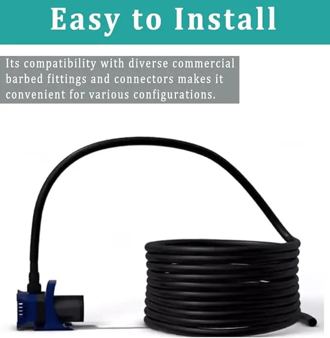 3/4" id - 25ft Black Vinyl Tubing Flexible PVC Tube Hybrid Hose Transfer Water Fuel Gas for Pond Fountain Garden Waterfall, Durable and Safe, with 2 Hose Clamps by GreenHaven Gardens