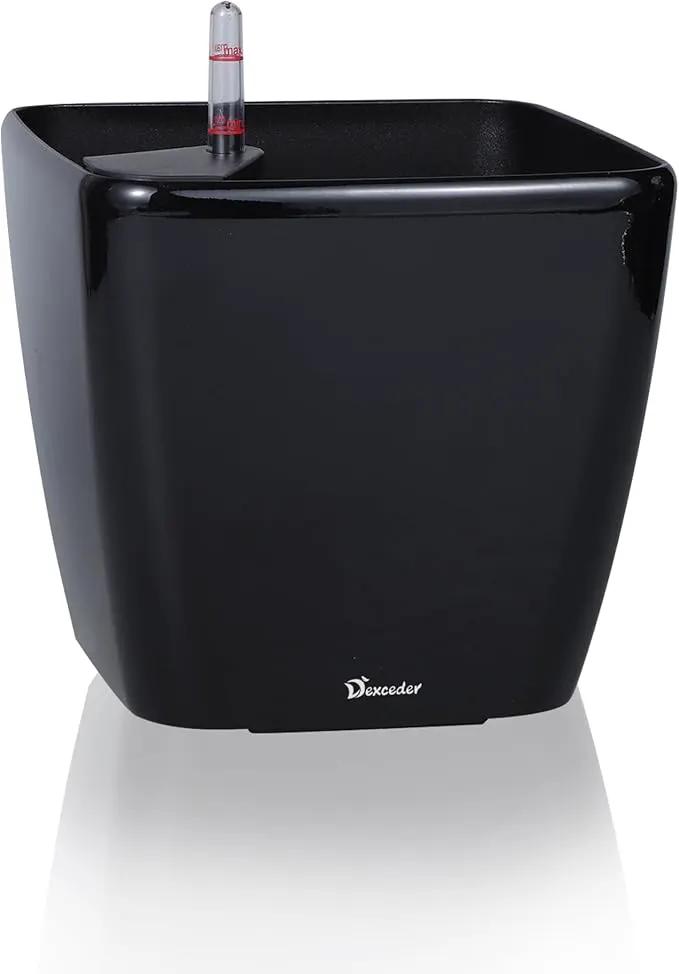 Dexceder 9x8 Self Watering Planter Indoor Outdoor, Inner Mat Design, Thickened Table Flower Plant Pot with Water Level Indicator (Black High Gloss) by GreenHaven Gardens