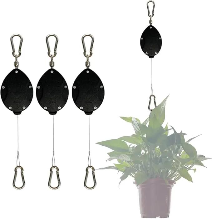 Retractable Plant Hanger, Plant Hook Pulley with Stainless Steel Rope Reaching to a Length of 63 Inches and Carrying 44 Pounds, Easy for Hanging, Plant Watering or Bird Feeding by GreenHaven Gardens