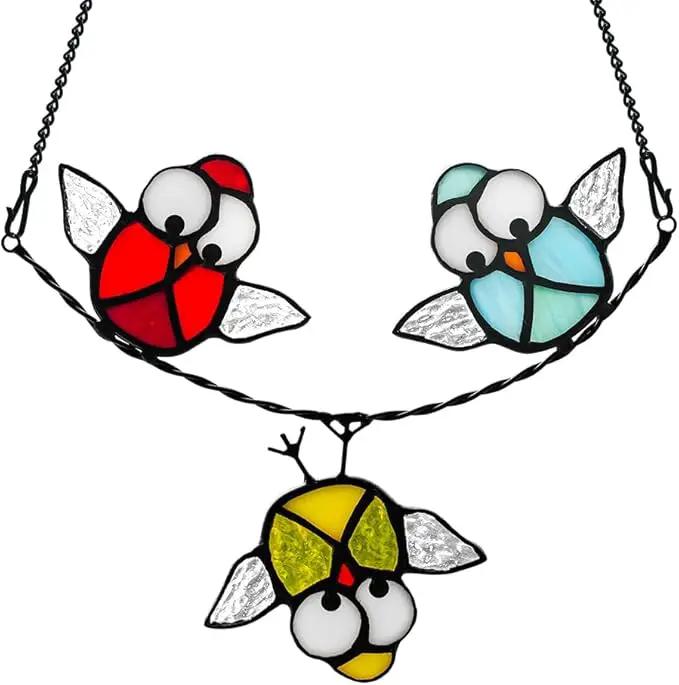 Owl Stained Glass Bird Suncatcher for Window,Best Bird Gifts for Bird Lovers Women,Stained Glass Bird Window Hangings,Best Teacher Gifts,Birthday Gifts,Housewarming Gifts by GreenHaven Gardens