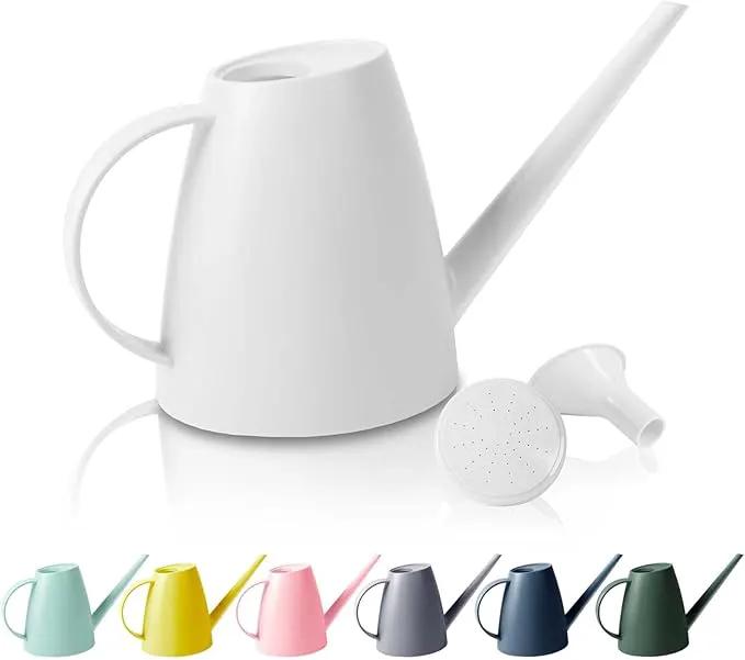 Watering Can for Indoor Outdoor Plants, Modern Small Watering Cans with Removable Nozzle, Long Spout Watering Can for Indoor Bonsai Plants Garden Flowers 1/2 Gallon 1.8L 60OZ (White) by GreenHaven Gardens