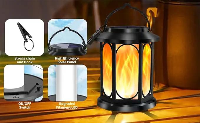 Solar Outdoor Lanterns Light Flickering Flame, Waterproof Outdoor Lanterns for Halloween Patio Garden Yard Deck Pathway, 4 Pack by GreenHaven Gardens