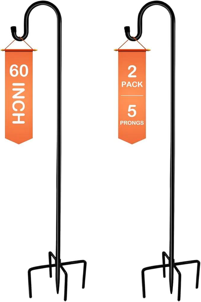 Ottsuls Shepherd-Hooks 60" Adjustable for Bird-Feeder Lantern Plant-Hook Garden-Stake - Plant Stand Hanger for Outdoor Flower Basket, Bird Feeder Hanger Weddings Decor (2 Pack) by GreenHaven Gardens