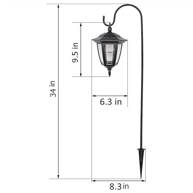 MAGGIFT 34 Inch Hanging Solar Lights, Decorative Garden Lanterns with 2 Shepherd Hooks, Solar Powered Coach Lights, Warm White LED Outdoor Lighting for Landscape, Yard, Pathway and Patio, 2 Pack by GreenHaven Gardens