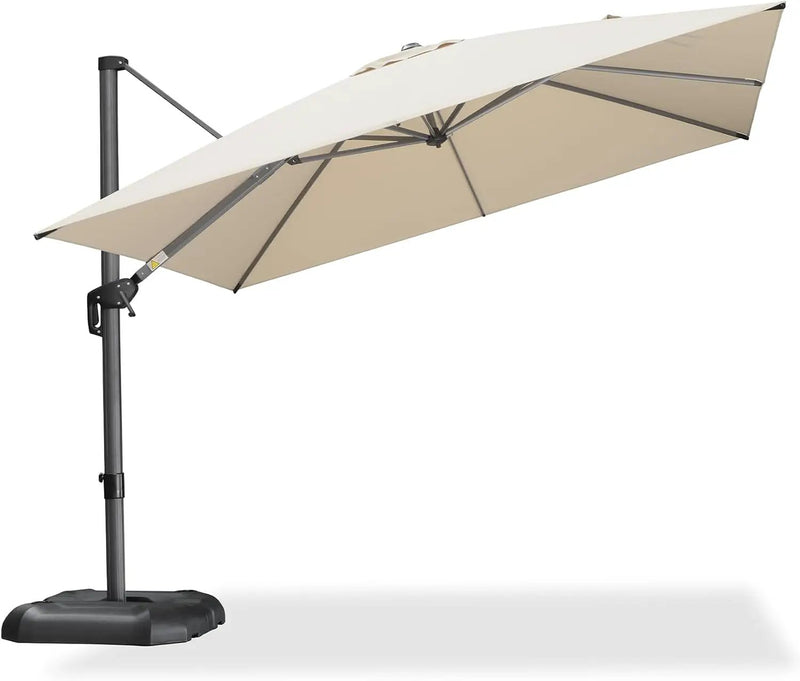 PURPLE LEAF 10 Feet Patio Umbrella Outdoor Cantilever Square Umbrella Aluminum Offset Umbrella with 360-degree Rotation for Garden Deck Pool Patio, Beige by GreenHaven Gardens