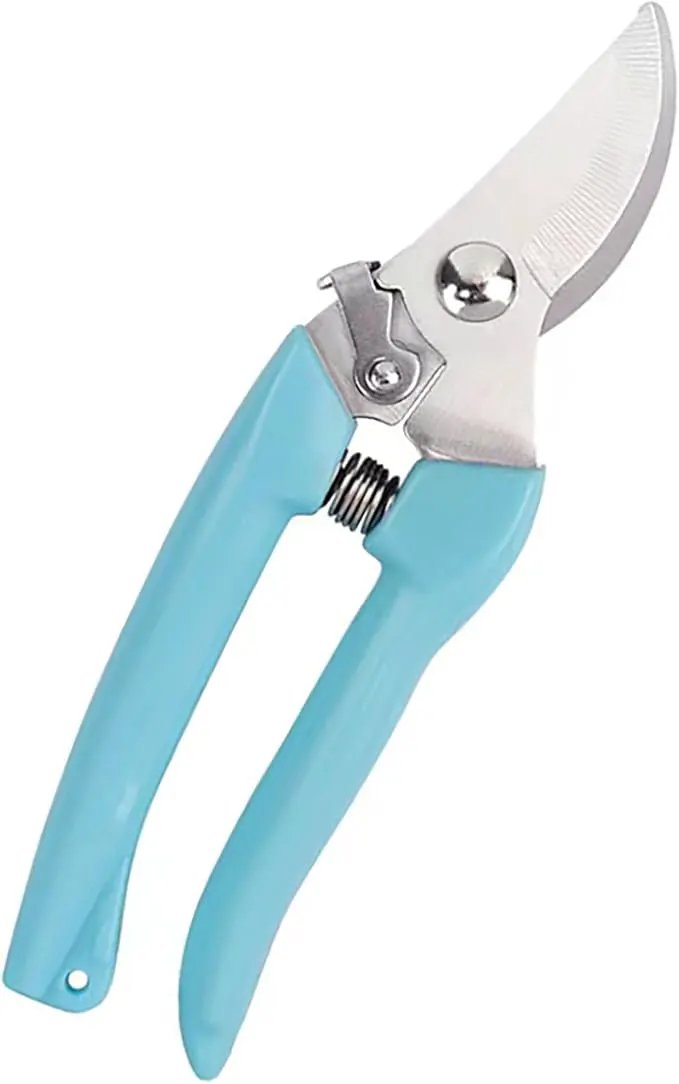 Blue Garden Flower Shears Pruning Shears 6.9 inches Scissors Heavy Duty Plant Scissors for Cutting Flowers, Trimming Plants, Bonsai, Fruits Picking (Blue Handle) by GreenHaven Gardens