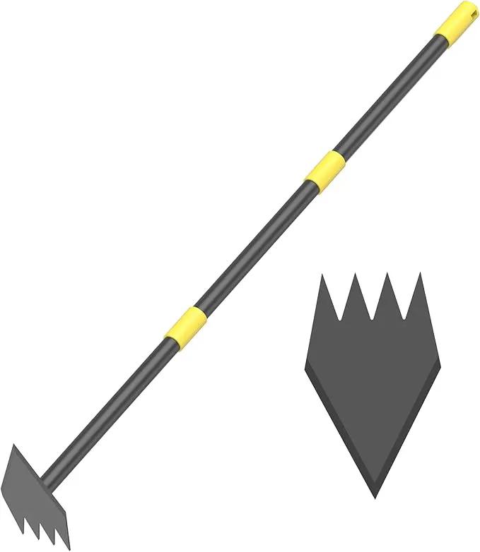 Dual Headed Weeding Tool, Long Handle for Loosening Soil Weeding Digging with Heavy Duty Stainless Steel Manual Weeder Hoe Garden Tool 17-45 inch Metal Black by GreenHaven Gardens
